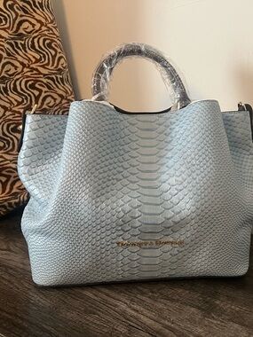 Dooney & Bourke Dusty Blue Textured Tote and Wallet Set